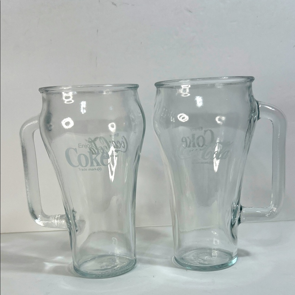 Coca Cola Clear Glass Mugs Set of 2